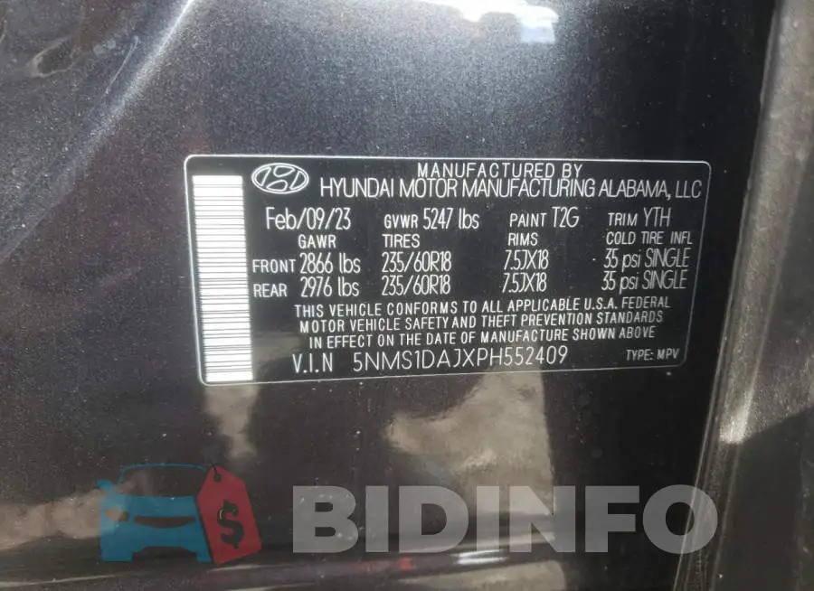 5NMS1DAJXPH552409 Photo# 12