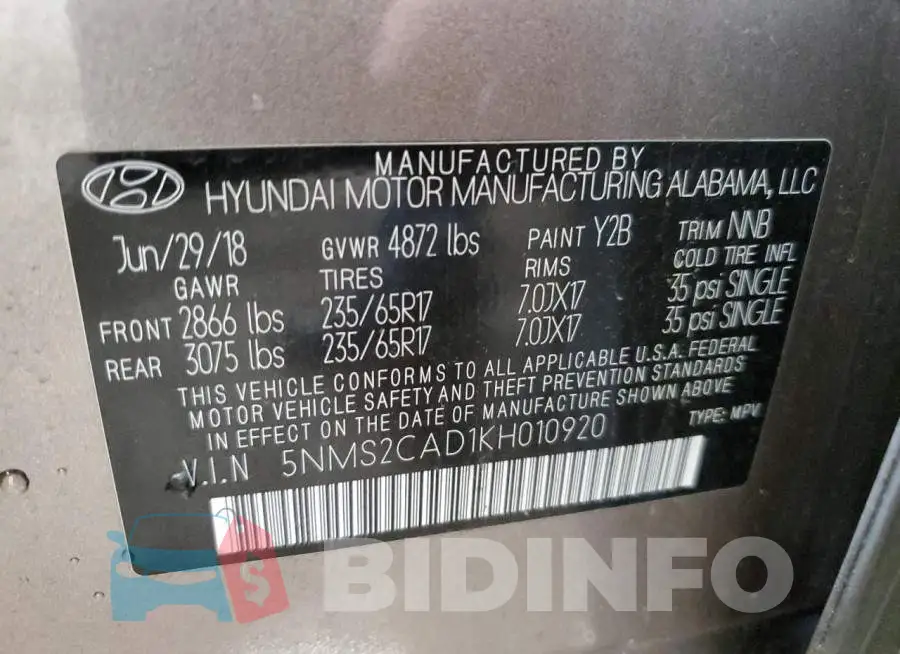5NMS2CAD1KH010920 Photo# 14