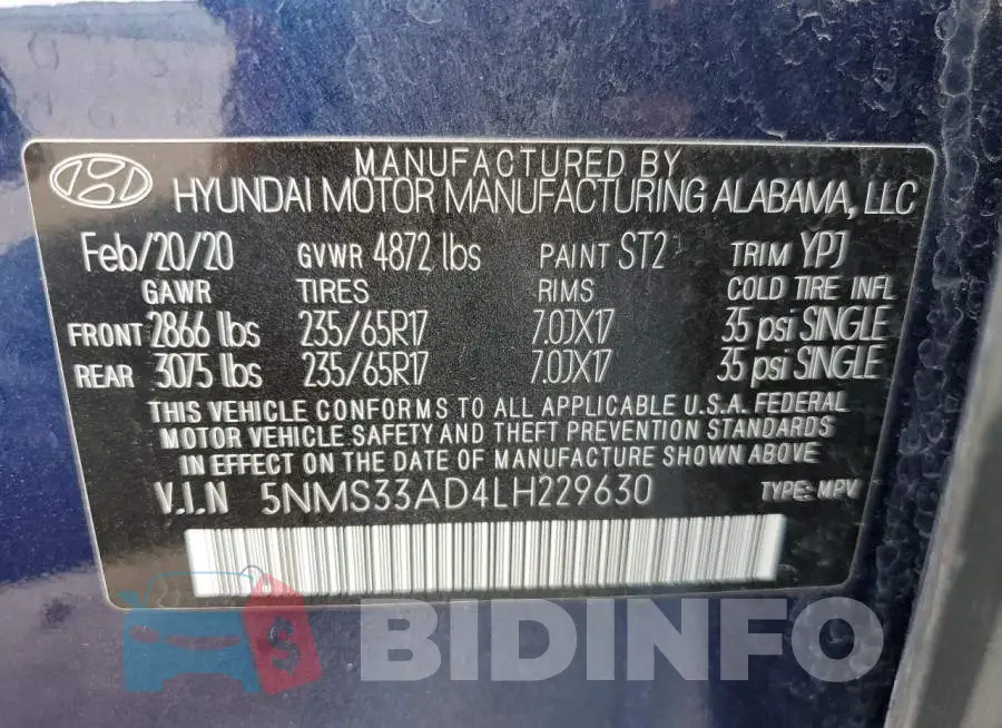 5NMS33AD4LH229630 Photo# 13
