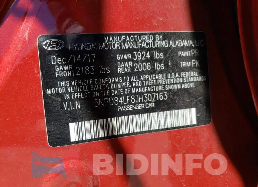 5NPD84LF8JH307163 Photo# 12