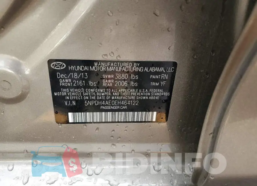 5NPDH4AE0EH464122 Photo# 12