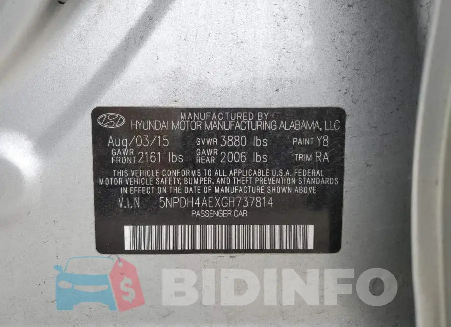 5NPDH4AEXGH737814 Photo# 12