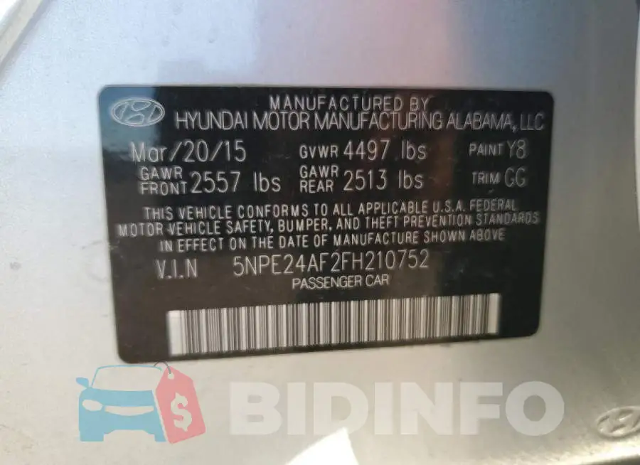 5NPE24AF2FH210752 Photo# 13