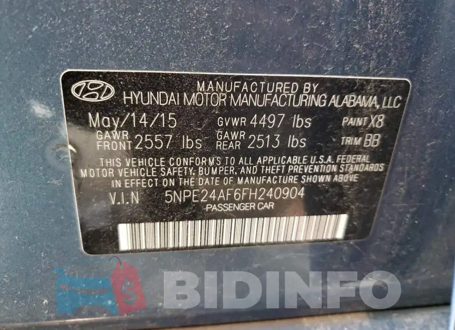5NPE24AF6FH240904 Photo# 12
