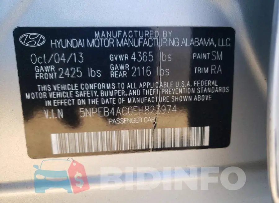 5NPEB4AC0EH823974 Photo# 12