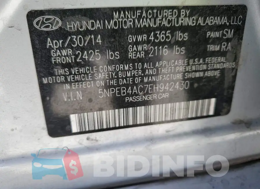 5NPEB4AC7EH942430 Photo# 12