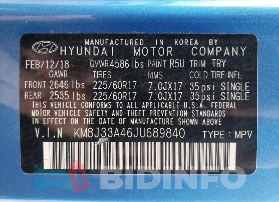 KM8J33A46JU689840 Photo# 13