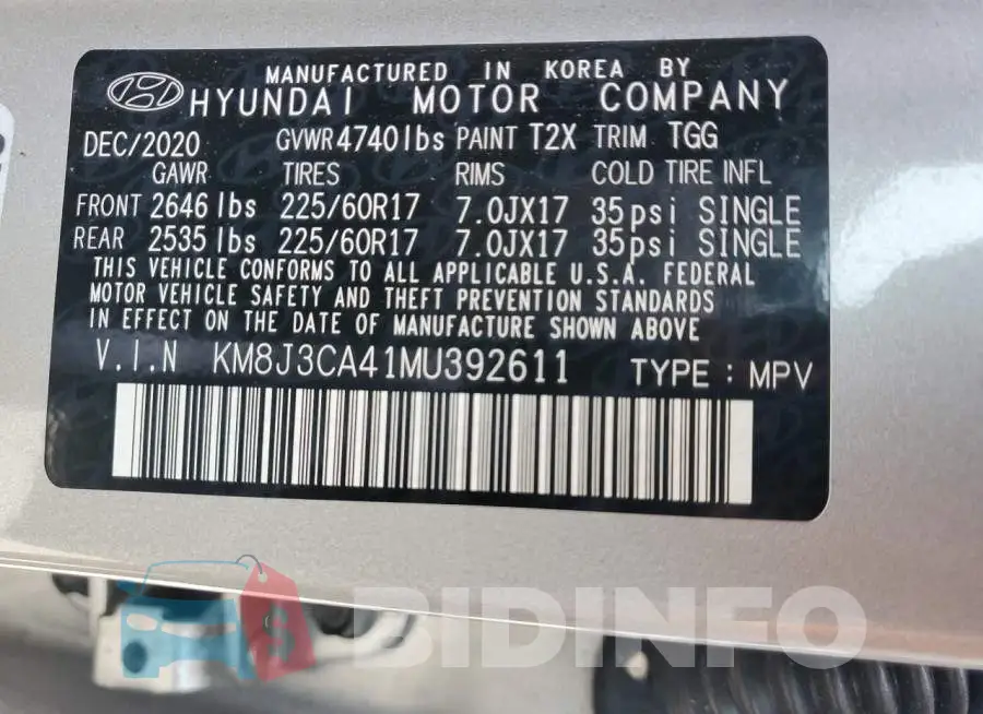 KM8J3CA41MU392611 Photo# 12