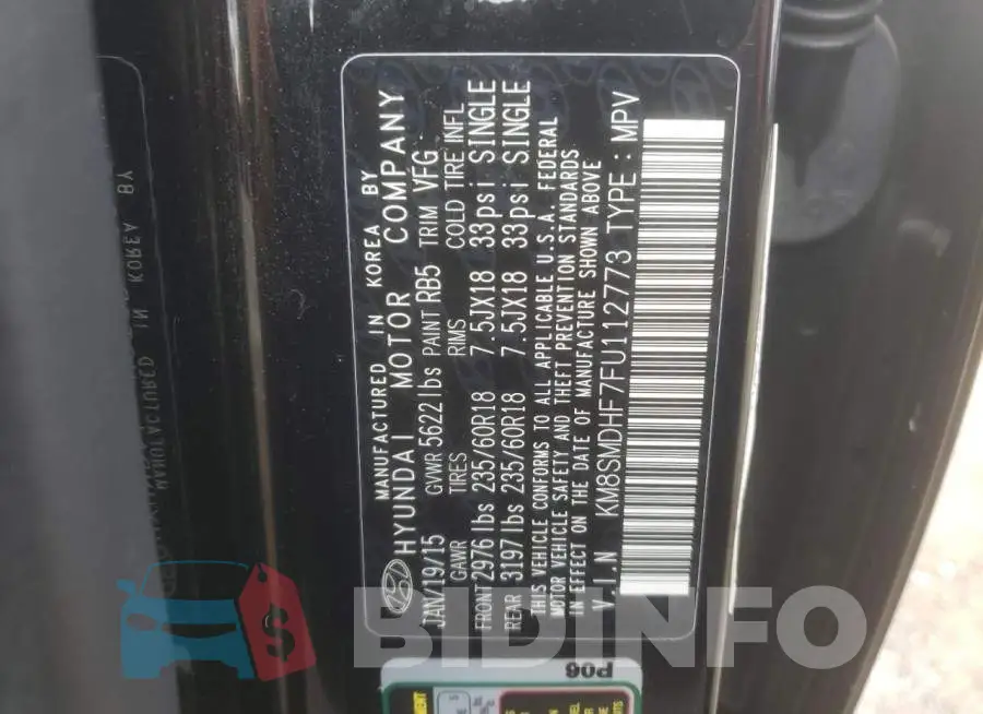 KM8SMDHF7FU112773 Photo# 12