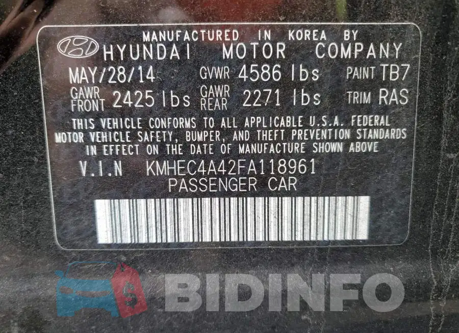 KMHEC4A42FA118961 Photo# 12