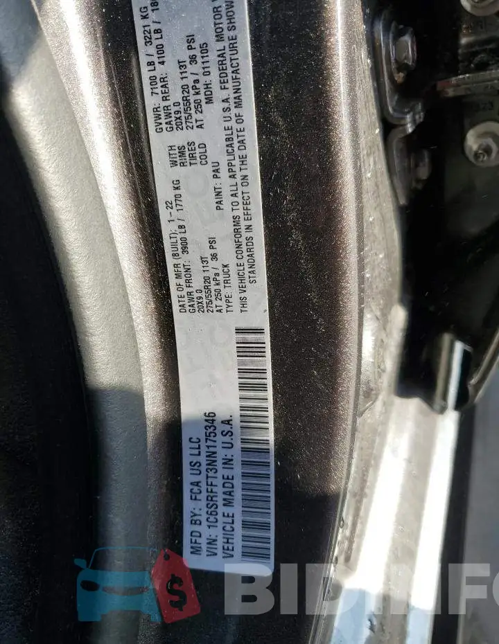 1C6SRFFT3NN175346 Photo# 12