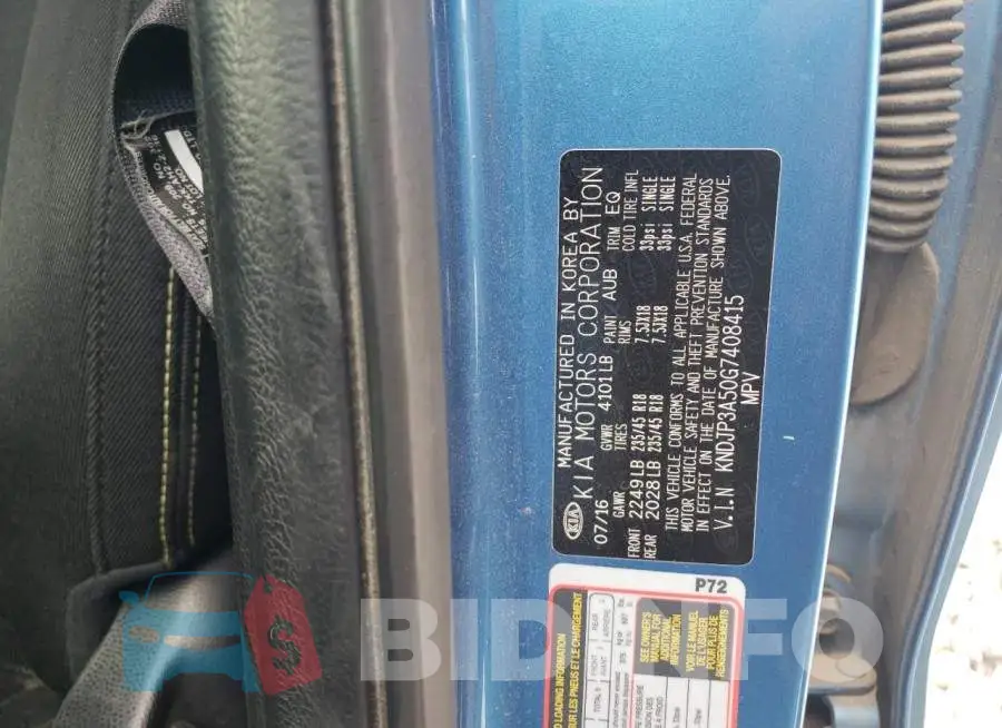 KNDJP3A50G7408415 Photo# 12
