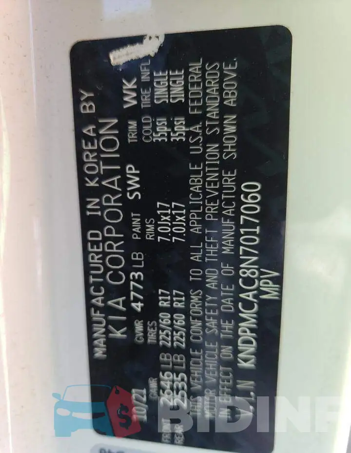 KNDPMCAC8N7017060 Photo# 13