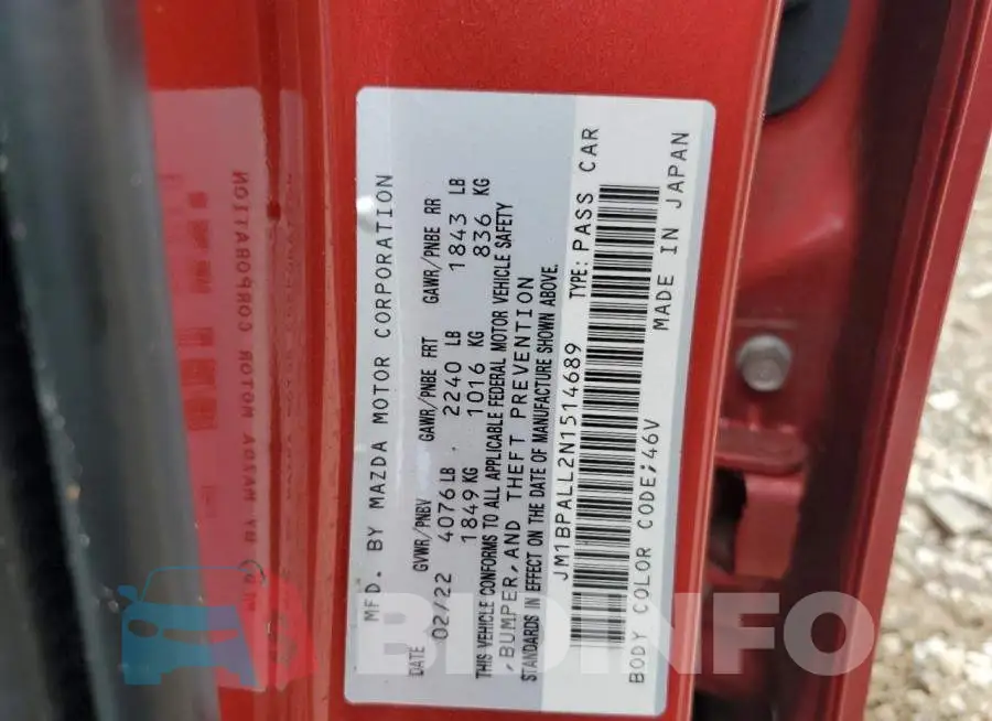 JM1BPALL2N1514689 Photo# 12