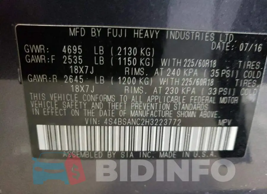 4S4BSANC2H3223772 Photo# 13