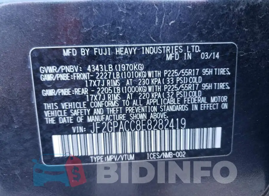 JF2GPACC8E8282419 Photo# 12