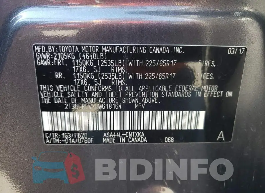 2T3BFREV7HW618164 Photo# 13