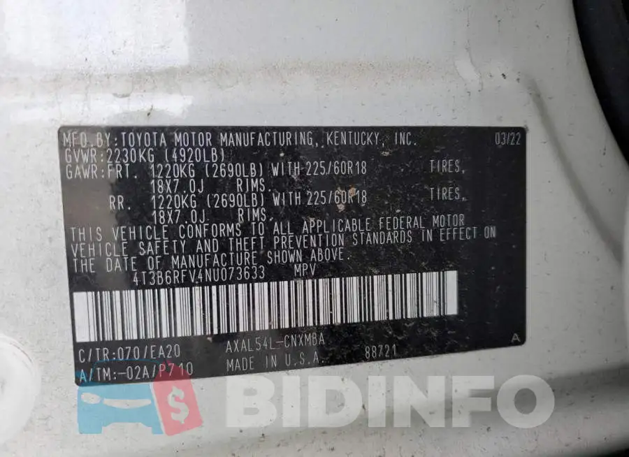 4T3B6RFV4NU073633 Photo# 13