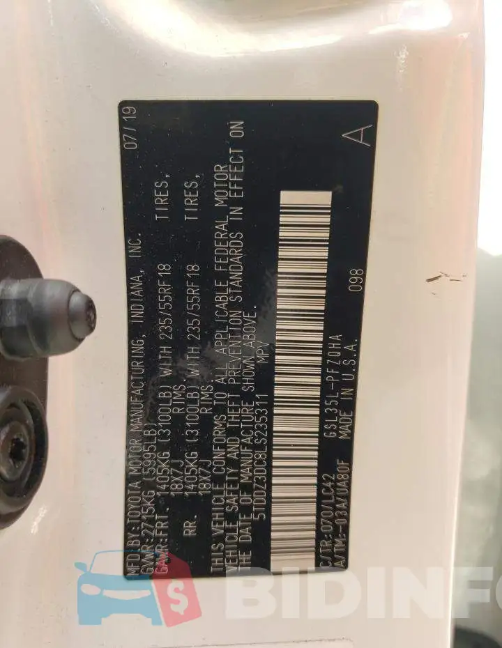 5TDDZ3DC8LS235311 Photo# 14