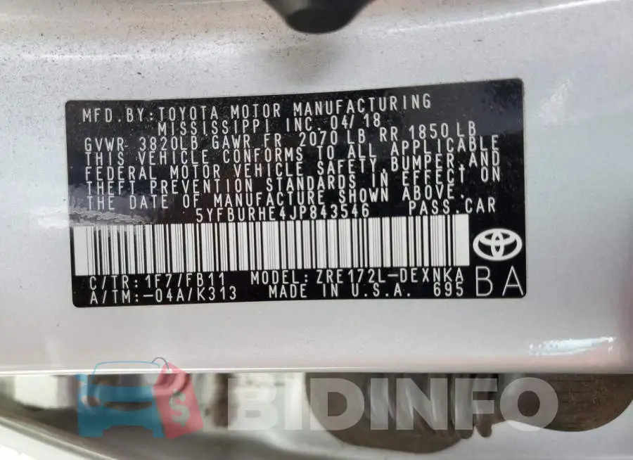 5YFBURHE4JP843546 Photo# 12