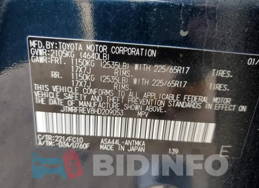JTMRFREV8HD209053 Photo# 13