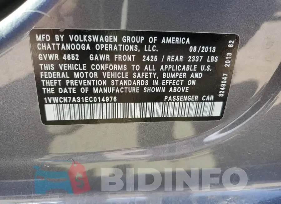 1VWCN7A31EC014976 Photo# 12