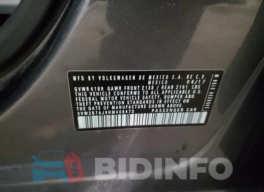 3VW2B7AJ9HM408473 Photo# 13