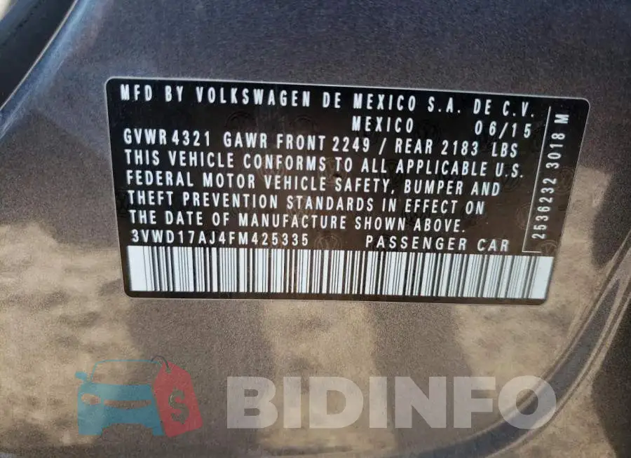 3VWD17AJ4FM425335 Photo# 12