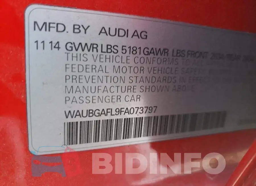 WAUBGAFL9FA073797 Photo# 12