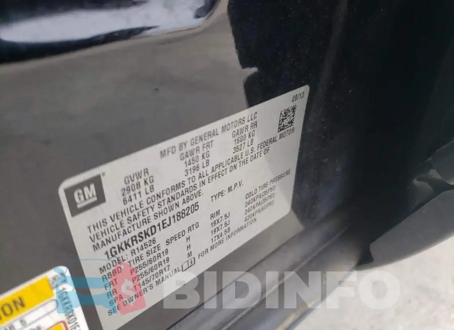 1GKKRSKD1EJ188205 Photo# 12