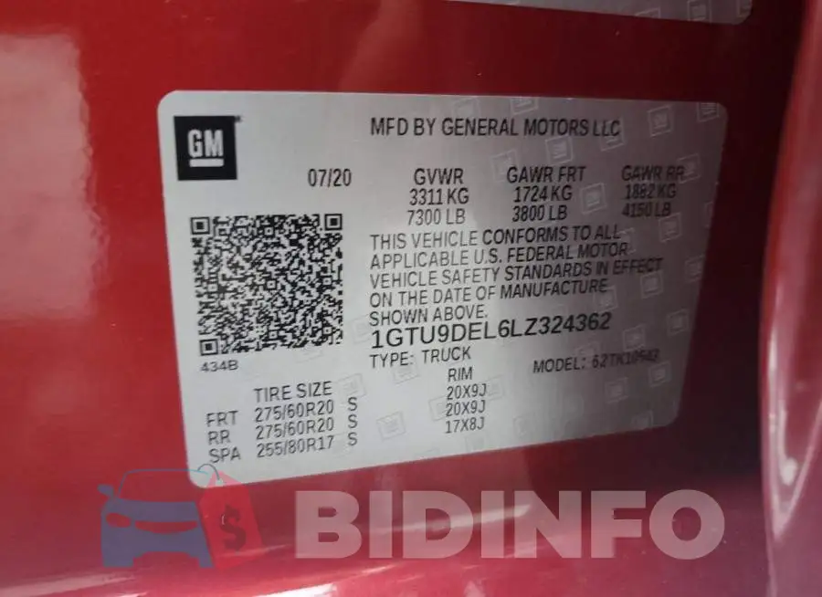 1GTU9DEL6LZ324362 Photo# 12