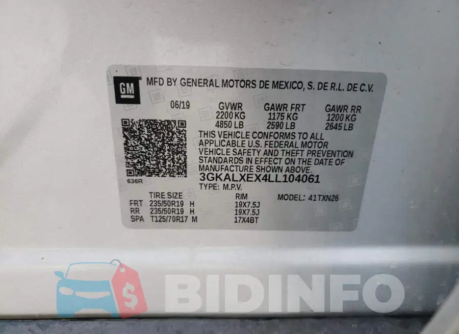 3GKALXEX4LL104061 Photo# 14