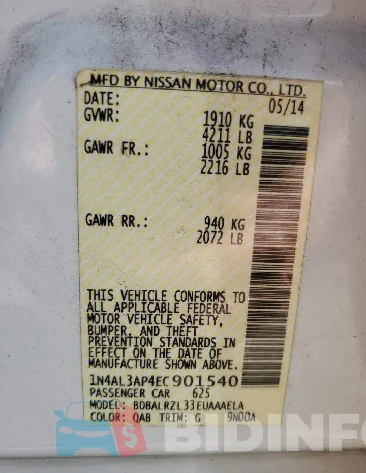 1N4AL3AP4EC901540 Photo# 13