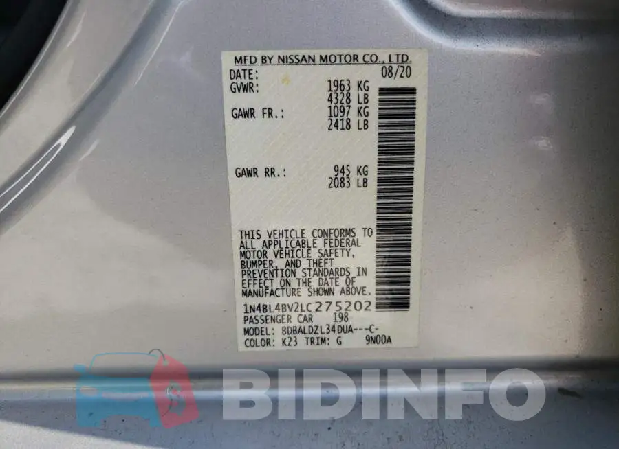 1N4BL4BV2LC275202 Photo# 13