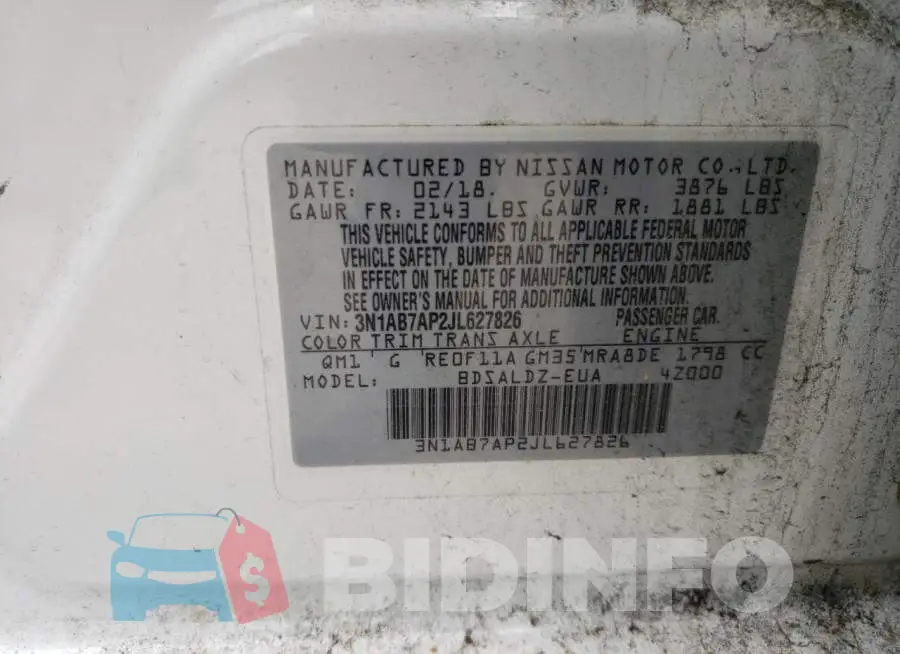 3N1AB7AP2JL627826 Photo# 12