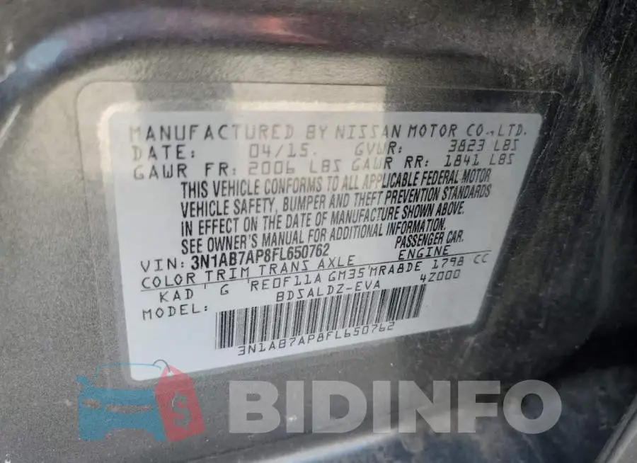 3N1AB7AP8FL650762 Photo# 12