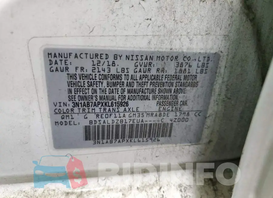 3N1AB7APXKL615926 Photo# 13