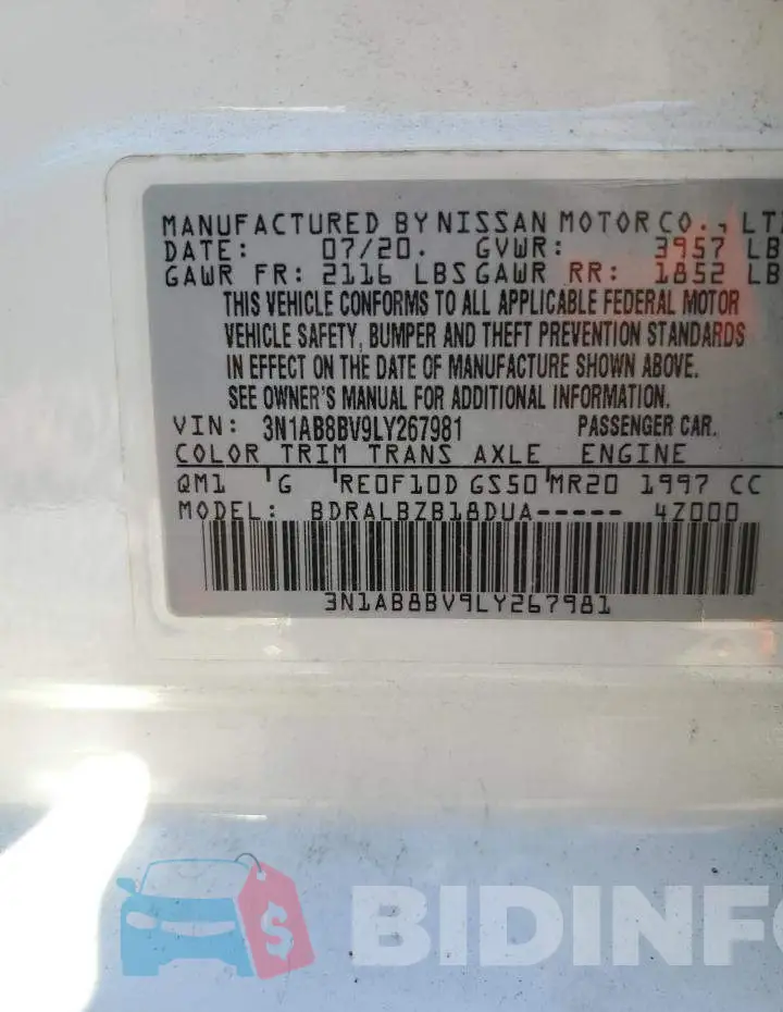 3N1AB8BV9LY267981 Photo# 13
