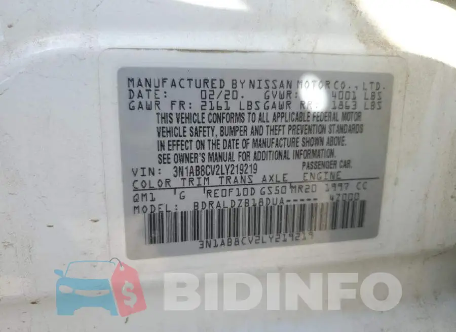 3N1AB8CV2LY219219 Photo# 12