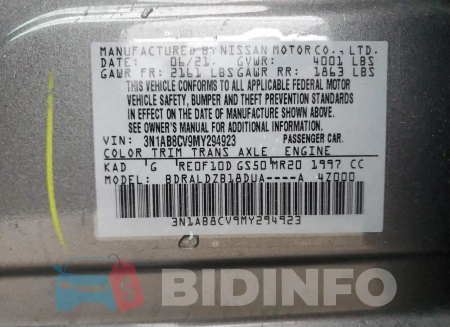 3N1AB8CV9MY294923 Photo# 12