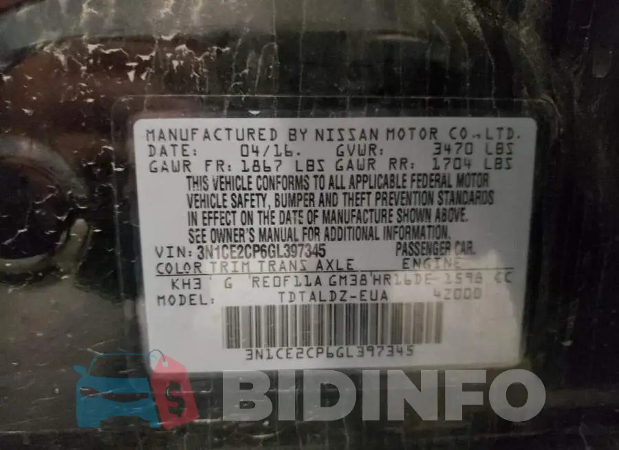 3N1CE2CP6GL397345 Photo# 12