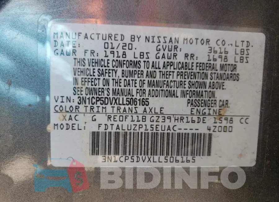 3N1CP5DVXLL506165 Photo# 12