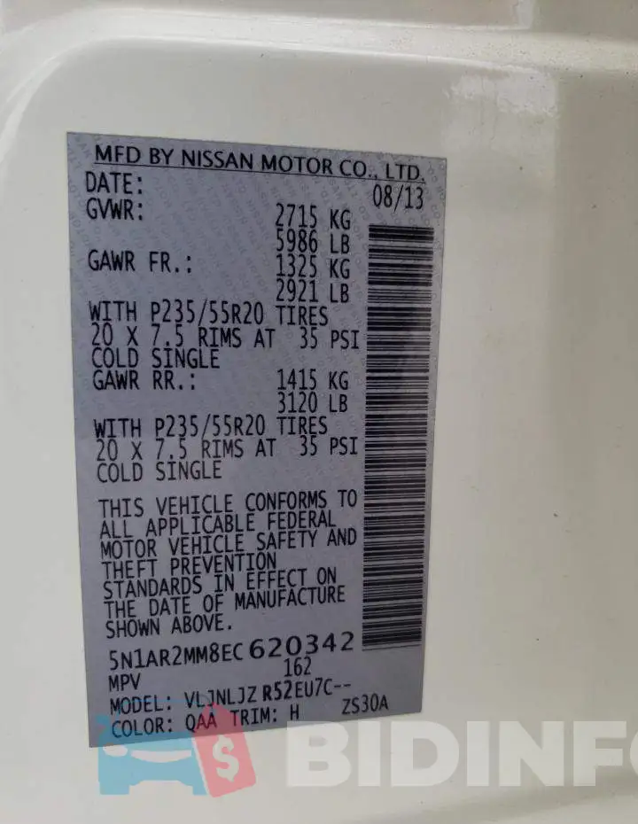 5N1AR2MM8EC620342 Photo# 13