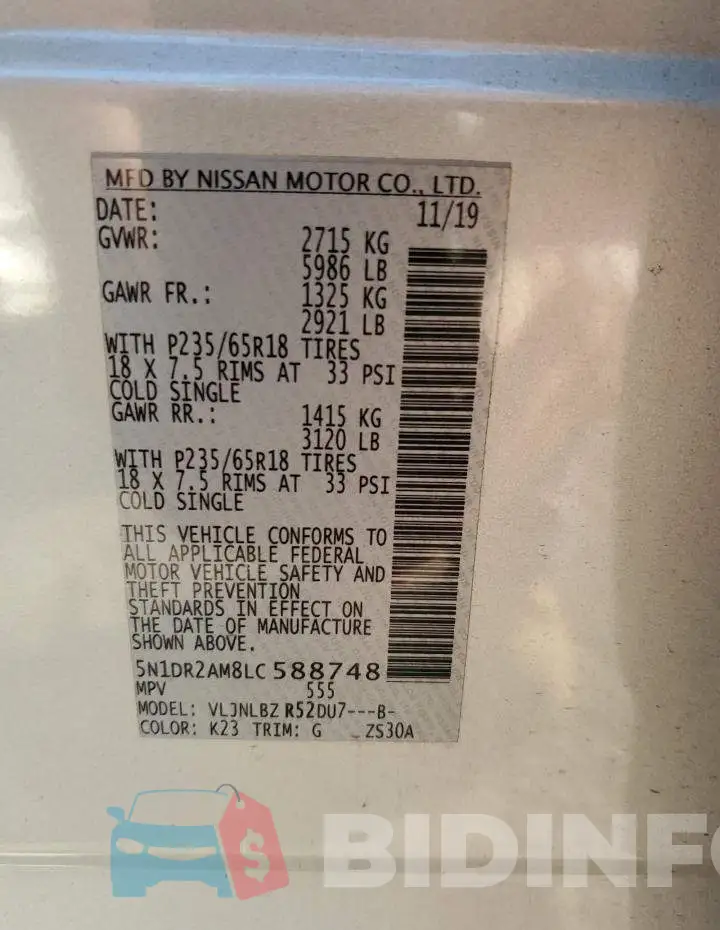 5N1DR2AM8LC588748 Photo# 12