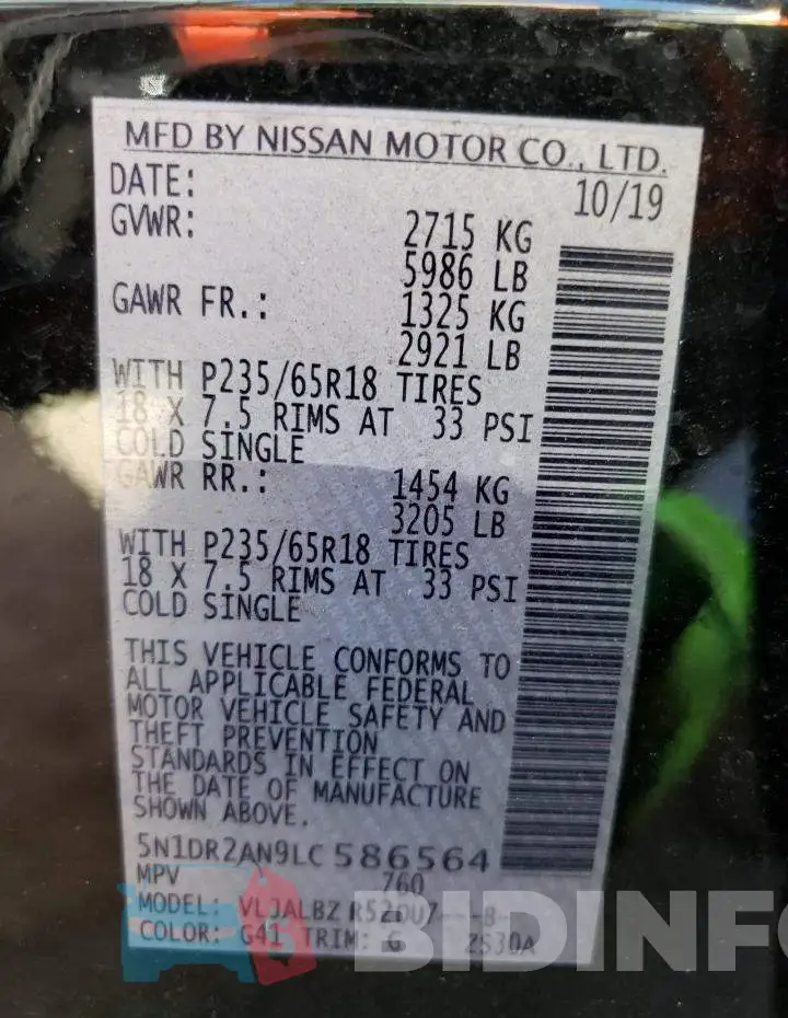 5N1DR2AN9LC586564 Photo# 13