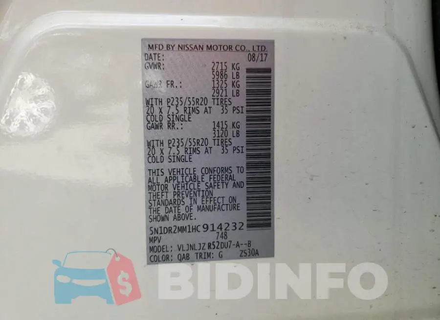 5N1DR2MM1HC914232 Photo# 13