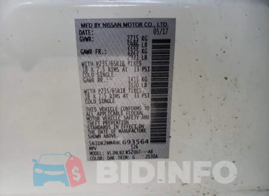 5N1DR2MM4HC693564 Photo# 12