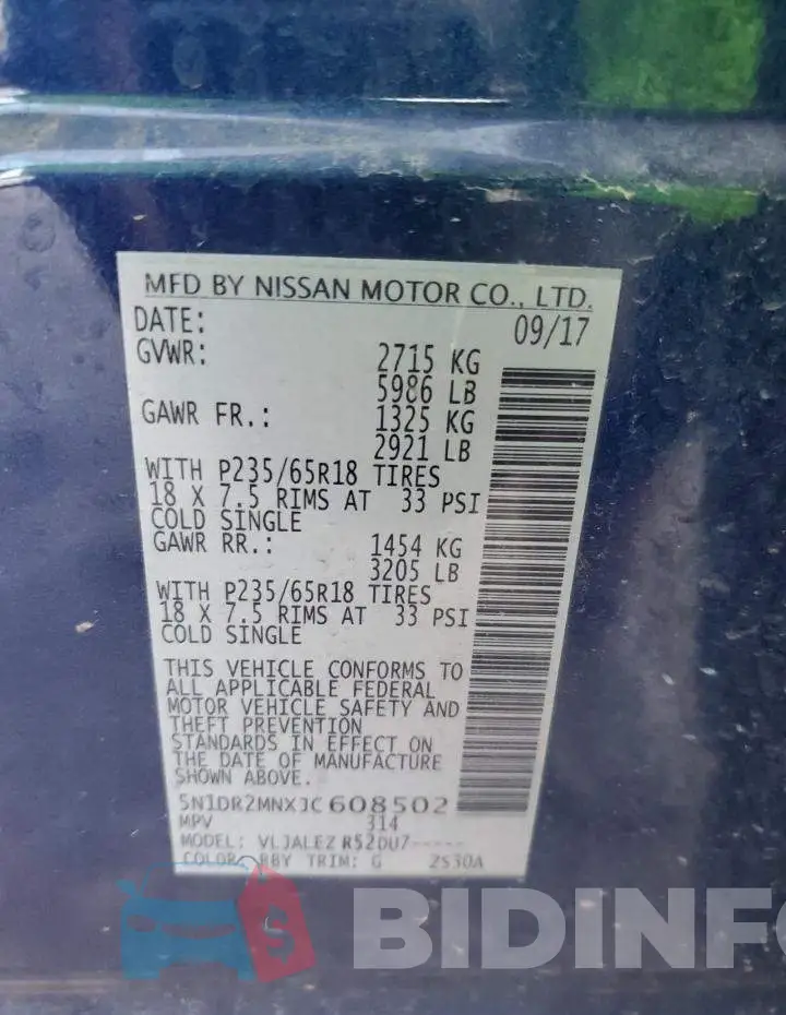 5N1DR2MNXJC608502 Photo# 12