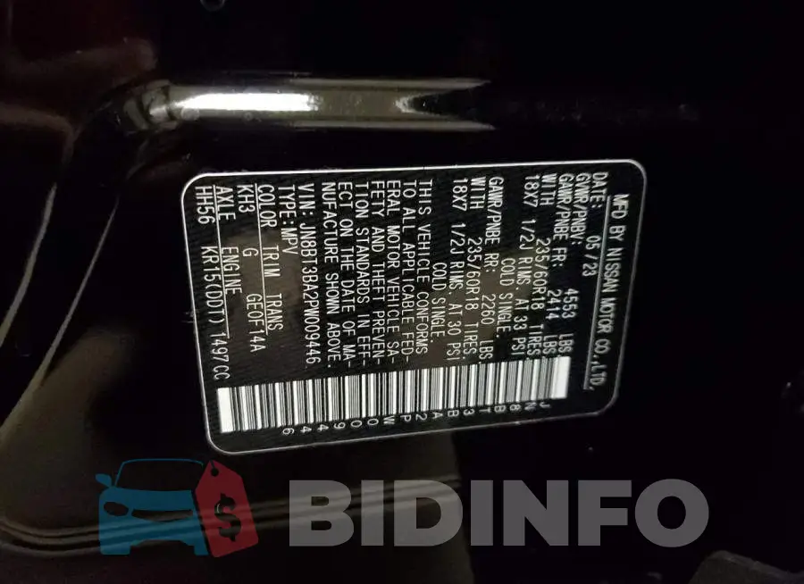 JN8BT3BA2PW009446 Photo# 13