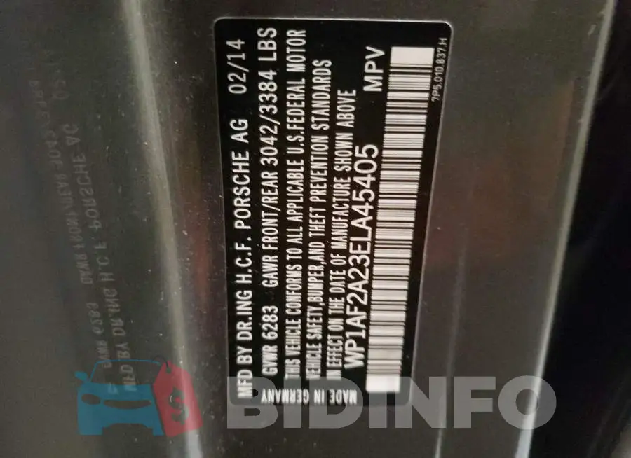 WP1AF2A23ELA45405 Photo# 13